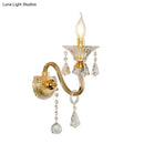 GobekUsa Mid-Century 1/2 Lights Wall Sconce with Brass Candle Design and Crystal Shade