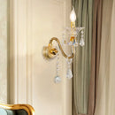 GobekUsa Mid-Century 1/2 Lights Wall Sconce with Brass Candle Design and Crystal Shade