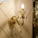 GobekUsa Mid-Century 1/2 Lights Wall Sconce with Brass Candle Design and Crystal Shade