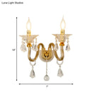GobekUsa Mid-Century 1/2 Lights Wall Sconce with Brass Candle Design and Crystal Shade