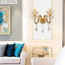 GobekUsa Mid-Century 1/2 Lights Wall Sconce with Brass Candle Design and Crystal Shade