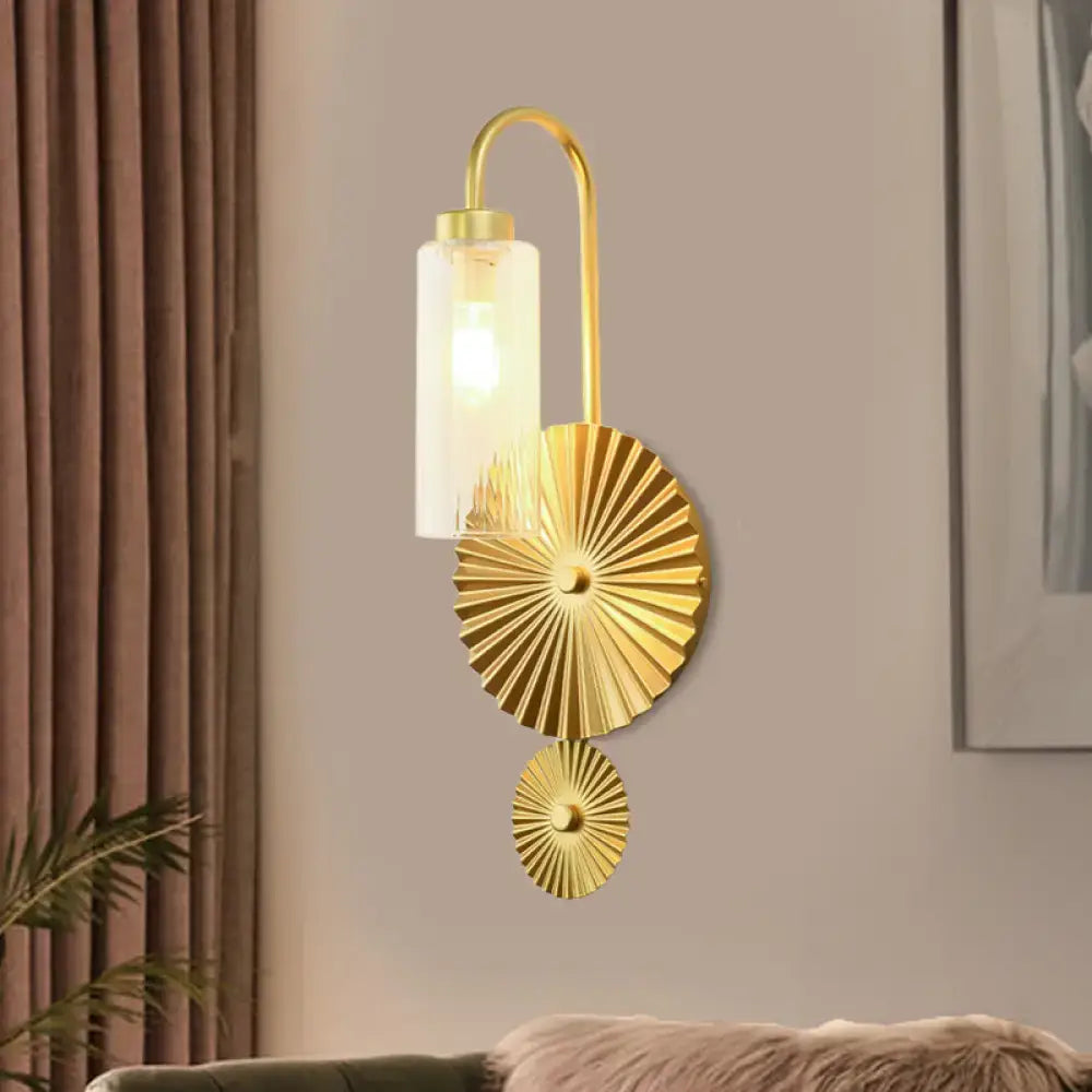 GobekUsa Mid Century Brass Gooseneck Wall Lamp with Glass Shade - Iron Sconce Lighting