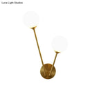 GobekUsa Opaline Glass Globe LED Wall Light Fixture - Mid Century Brass Wall Mount Lamp with 2 Lights