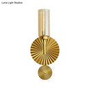 GobekUsa Mid Century Tubular Wall Sconce with Clear/Amber/Smoke Grey Glass and Brass Scalloped Backplate