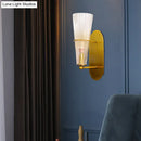 GobekUsa Indoor Mid Century Modern Brass Cone Wall Sconce with Clear Ribbed Glass – Single Light
