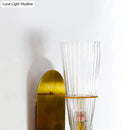GobekUsa Indoor Mid Century Modern Brass Cone Wall Sconce with Clear Ribbed Glass – Single Light