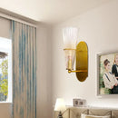 GobekUsa Indoor Mid Century Modern Brass Cone Wall Sconce with Clear Ribbed Glass – Single Light