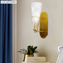 GobekUsa Indoor Mid Century Modern Brass Cone Wall Sconce with Clear Ribbed Glass – Single Light
