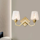GobekUsa Mid-Century Wall Lamp with Truncated Cone Shade and Smoke/Clear Glass - Brass Sconce Light Fixture