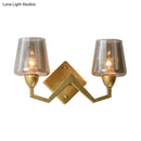 GobekUsa Mid-Century Wall Lamp with Truncated Cone Shade and Smoke/Clear Glass - Brass Sconce Light Fixture