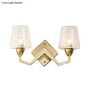 GobekUsa Mid-Century Wall Lamp with Truncated Cone Shade and Smoke/Clear Glass - Brass Sconce Light Fixture