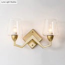 GobekUsa Mid-Century Wall Lamp with Truncated Cone Shade and Smoke/Clear Glass - Brass Sconce Light Fixture