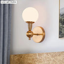 GobekUsa Brass Orb Wall Mount Light with Opal Glass Lampshade - Mid Century Wall Lighting Idea