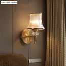 GobekUsa Mid-Century Crystal Ribbed Wall Mounted Lamp - Brass Flush Wall Sconce for Living Room