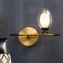 GobekUsa Mid Century Brass Wall Lamp with Dual Oval Clear/Amber Glass Shade