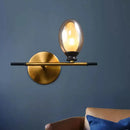 GobekUsa Mid Century Brass Wall Lamp with Dual Oval Clear/Amber Glass Shade