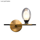 GobekUsa Mid Century Brass Wall Lamp with Dual Oval Clear/Amber Glass Shade