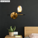 GobekUsa Mid Century Brass Wall Lamp with Dual Oval Clear/Amber Glass Shade