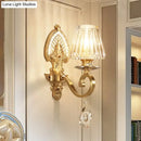 GobekUsa Mid-Century Gold Tapered Flush Mount Wall Sconce - 1 Light Crystal Fixture for Living Room