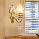 GobekUsa Mid-Century Gold Tapered Flush Mount Wall Sconce - 1 Light Crystal Fixture for Living Room
