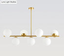 GobekUsa Mid-Century Gold Glass Pendant Lighting - 7 Light Spherical Island Ceiling Light for Dining Table