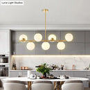 GobekUsa Mid-Century Gold Glass Pendant Lighting - 7 Light Spherical Island Ceiling Light for Dining Table