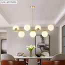 GobekUsa Mid-Century Gold Glass Pendant Lighting - 7 Light Spherical Island Ceiling Light for Dining Table