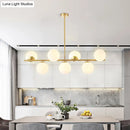 GobekUsa Mid-Century Gold Glass Pendant Lighting - 7 Light Spherical Island Ceiling Light for Dining Table
