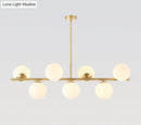 GobekUsa Mid-Century Gold Glass Pendant Lighting - 7 Light Spherical Island Ceiling Light for Dining Table