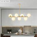 GobekUsa Mid-Century Gold Glass Pendant Lighting - 7 Light Spherical Island Ceiling Light for Dining Table