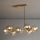 GobekUsa Mid-Century Gold Island Pendant Light - 8 Lights, Spherical Glass, Perfect for Dining Table