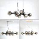 GobekUsa Mid-Century Gold Island Pendant Light - 8 Lights, Spherical Glass, Perfect for Dining Table