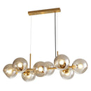 GobekUsa Mid-Century Gold Island Pendant Light - 8 Lights, Spherical Glass, Perfect for Dining Table