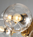 GobekUsa Mid-Century Gold Island Pendant Light - 8 Lights, Spherical Glass, Perfect for Dining Table