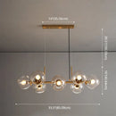 GobekUsa Mid-Century Gold Island Pendant Light - 8 Lights, Spherical Glass, Perfect for Dining Table