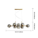 GobekUsa Mid-Century Gold Island Pendant Light - 8 Lights, Spherical Glass, Perfect for Dining Table