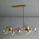 GobekUsa Mid-Century Gold Island Pendant Light - 8 Lights, Spherical Glass, Perfect for Dining Table