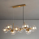 GobekUsa Mid-Century Gold Island Pendant Light - 8 Lights, Spherical Glass, Perfect for Dining Table