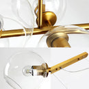 GobekUsa Mid-Century Gold Island Pendant Light - 8 Lights, Spherical Glass, Perfect for Dining Table
