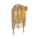 GobekUsa Mid Century Gold/Silver Stacked Tassel Wall Lamp - 2 Bulb Metallic Sconce Light Fixture for Hotel