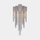 GobekUsa Mid Century Gold/Silver Stacked Tassel Wall Lamp - 2 Bulb Metallic Sconce Light Fixture for Hotel