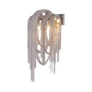 GobekUsa Mid Century Gold/Silver Stacked Tassel Wall Lamp - 2 Bulb Metallic Sconce Light Fixture for Hotel