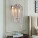 GobekUsa Mid Century Gold/Silver Stacked Tassel Wall Lamp - 2 Bulb Metallic Sconce Light Fixture for Hotel