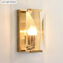 GobekUsa Brass Wall Sconce with Clear Crystal Shield for a Mid Century Look