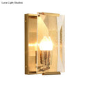 GobekUsa Brass Wall Sconce with Clear Crystal Shield for a Mid Century Look