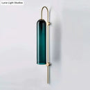 GobekUsa Mid Century Gooseneck Wall Sconce, Brass Finish with Blue Glass Shade