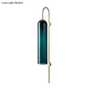 GobekUsa Mid Century Gooseneck Wall Sconce, Brass Finish with Blue Glass Shade
