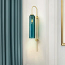 GobekUsa Mid Century Gooseneck Wall Sconce, Brass Finish with Blue Glass Shade