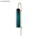 GobekUsa Mid Century Gooseneck Wall Sconce, Brass Finish with Blue Glass Shade