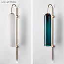 GobekUsa Mid Century Gooseneck Wall Sconce, Brass Finish with Blue Glass Shade
